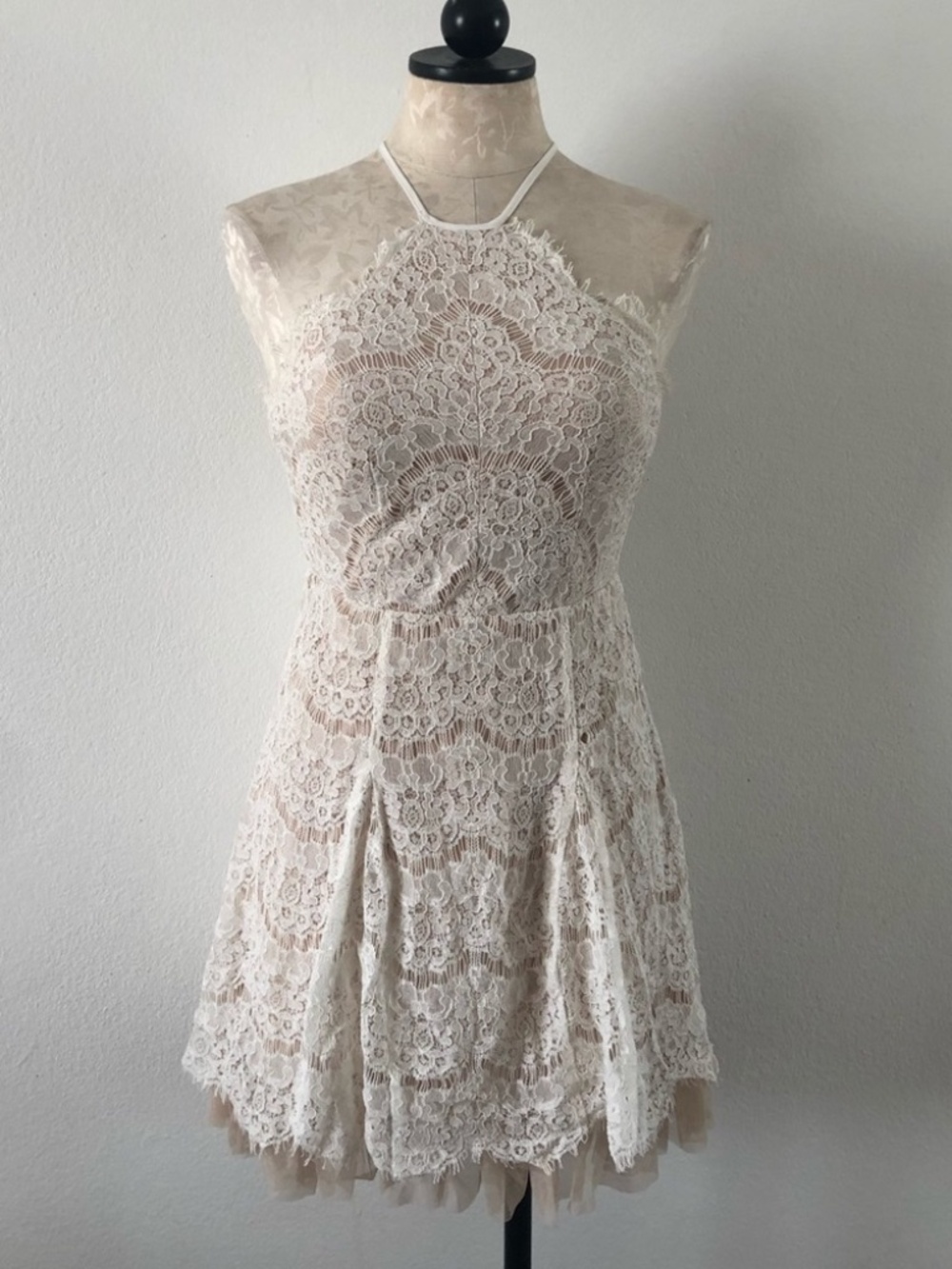 Trixxi high neck lace skater dress